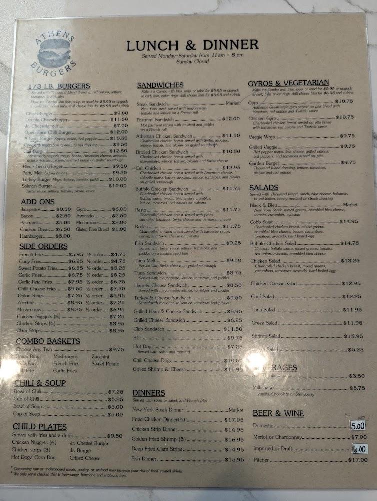 Athens Burger Restaurant Menu image 1